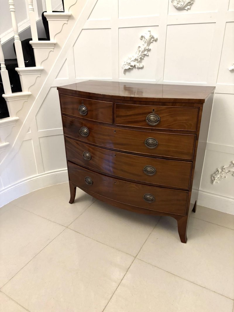 Antique George III Quality Mahogany Bow Fronted Chest of 5 Drawers - Image 5